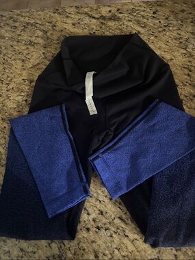 lululemon athletica Black Leggings with Royal Blue ombré wunder under